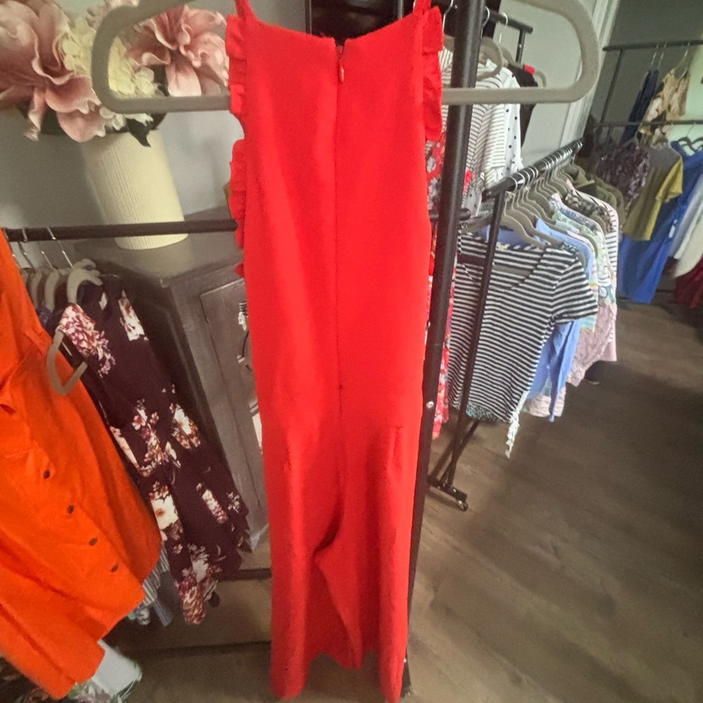 CeCe Red Ruffle Jumpsuit - Picture 4 of 4